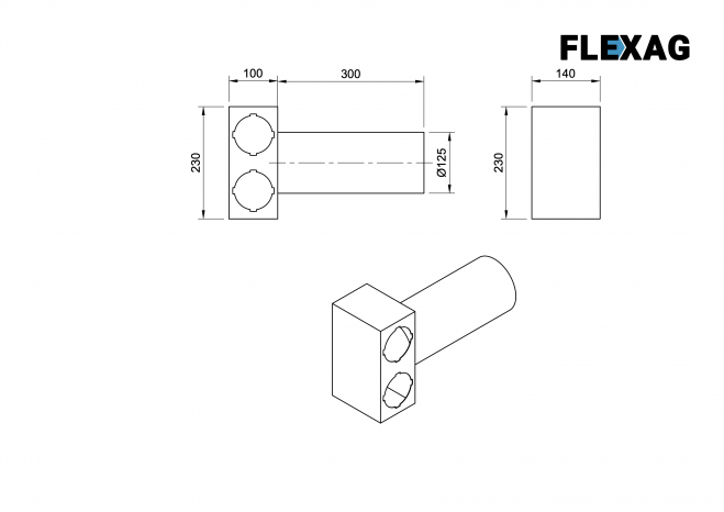 Пленум потолочный Flexag FL-PCP-125/75x2 на 2 выхода FLD