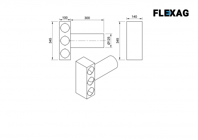 Пленум потолочный Flexag FL-PCP-125/90x3 на 3 выхода